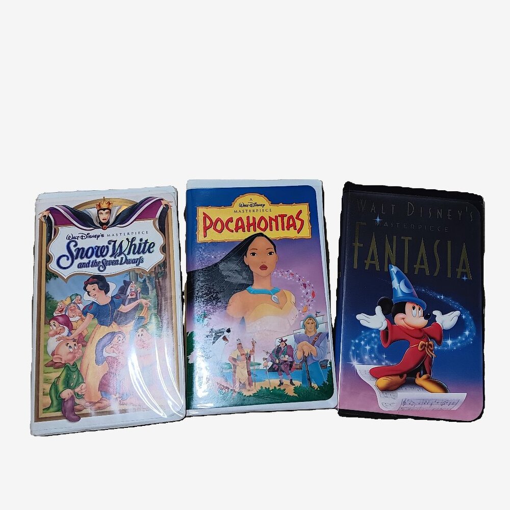 Disney VHS - Snow White, Pocahontas, and Fantasia, all Masterpiece editions